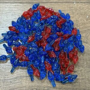 Vtg Small Twist Bulbs Ceramic Christmas Tree Replacement Red Blue X 110 & Bird